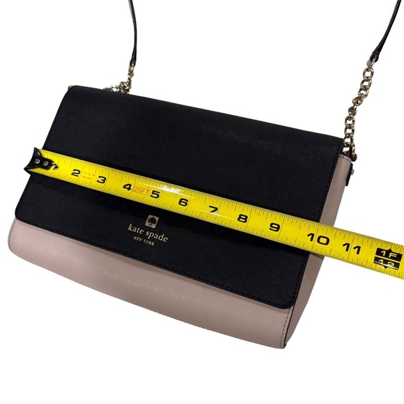 Kate Spade New York Leather Flap Crossbody Bag Black Pink Chain Strap - Picture 5 of 16